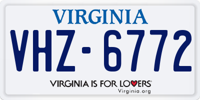 VA license plate VHZ6772