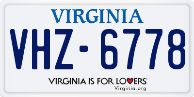 VA license plate VHZ6778