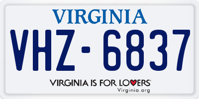 VA license plate VHZ6837
