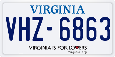 VA license plate VHZ6863