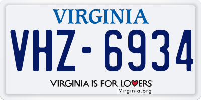 VA license plate VHZ6934