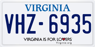 VA license plate VHZ6935