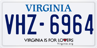 VA license plate VHZ6964