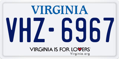 VA license plate VHZ6967