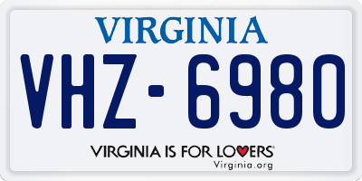 VA license plate VHZ6980