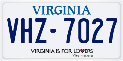 VA license plate VHZ7027
