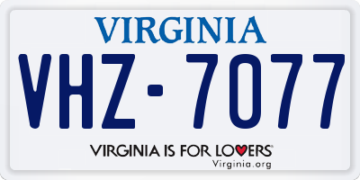 VA license plate VHZ7077