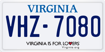 VA license plate VHZ7080