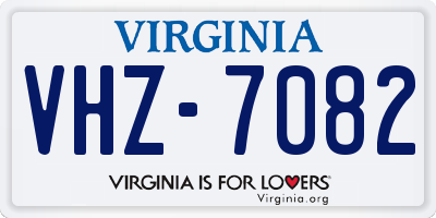 VA license plate VHZ7082