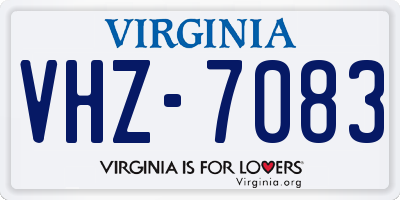 VA license plate VHZ7083