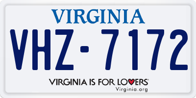 VA license plate VHZ7172