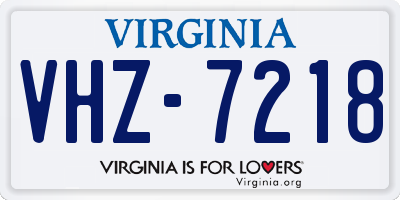 VA license plate VHZ7218