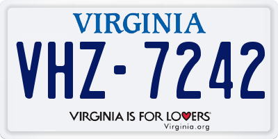VA license plate VHZ7242
