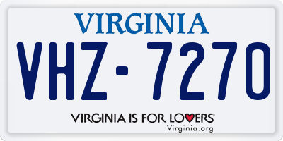 VA license plate VHZ7270