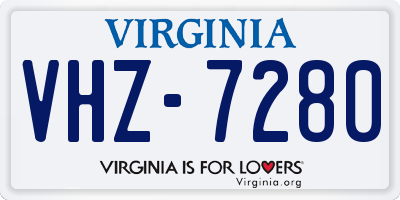 VA license plate VHZ7280