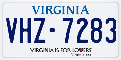 VA license plate VHZ7283