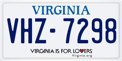 VA license plate VHZ7298