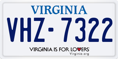 VA license plate VHZ7322