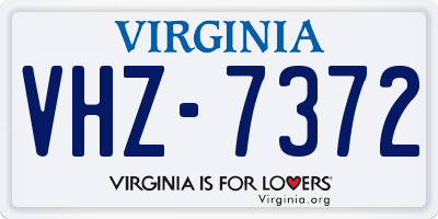 VA license plate VHZ7372