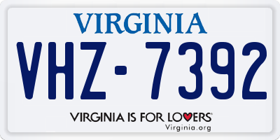 VA license plate VHZ7392