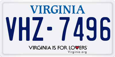 VA license plate VHZ7496