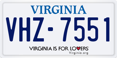 VA license plate VHZ7551