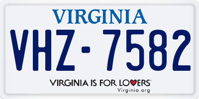 VA license plate VHZ7582
