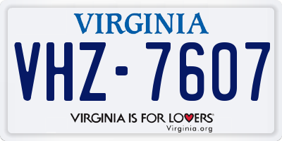 VA license plate VHZ7607