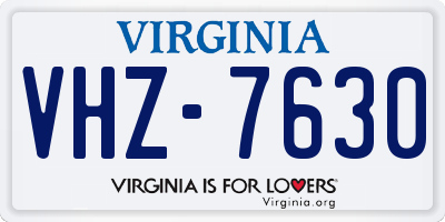 VA license plate VHZ7630