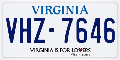 VA license plate VHZ7646
