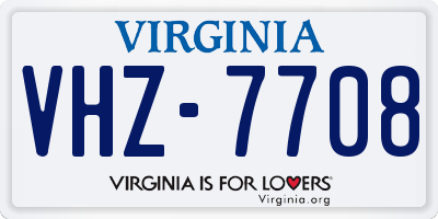 VA license plate VHZ7708