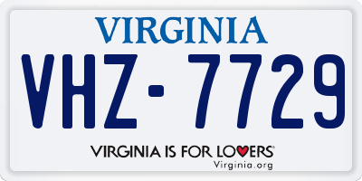 VA license plate VHZ7729