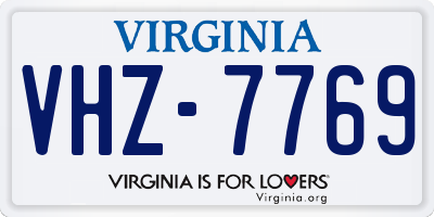 VA license plate VHZ7769