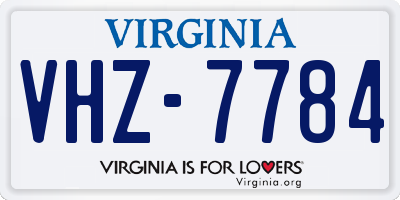 VA license plate VHZ7784