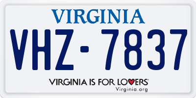 VA license plate VHZ7837