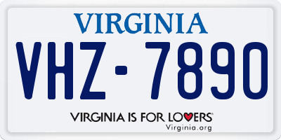 VA license plate VHZ7890