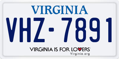 VA license plate VHZ7891