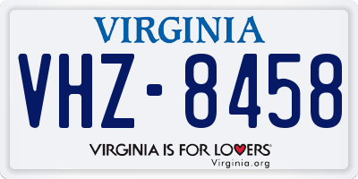 VA license plate VHZ8458