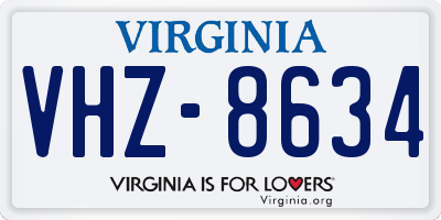 VA license plate VHZ8634