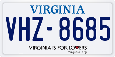 VA license plate VHZ8685