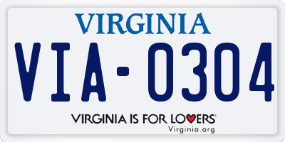 VA license plate VIA0304