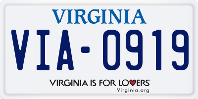 VA license plate VIA0919