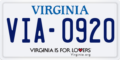 VA license plate VIA0920