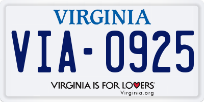 VA license plate VIA0925