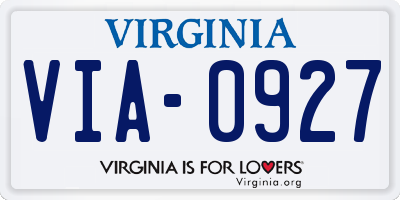 VA license plate VIA0927