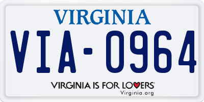 VA license plate VIA0964