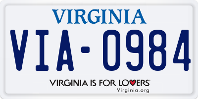 VA license plate VIA0984
