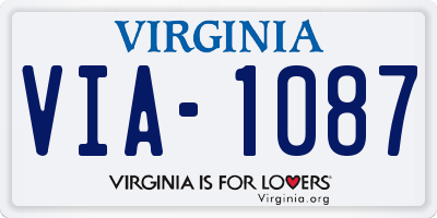 VA license plate VIA1087