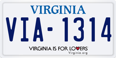 VA license plate VIA1314