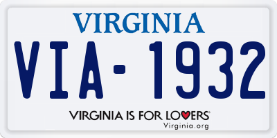 VA license plate VIA1932